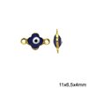Casting Evil Eye Spacer Cross with Enamel Two Sided 11x6.5x4mm 