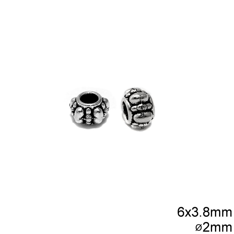 Χάνδρα Χυτή 6x3.8mm με τρύπα 2mm