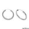 Silver 925 Earring Hoops 4x25 to 50mm