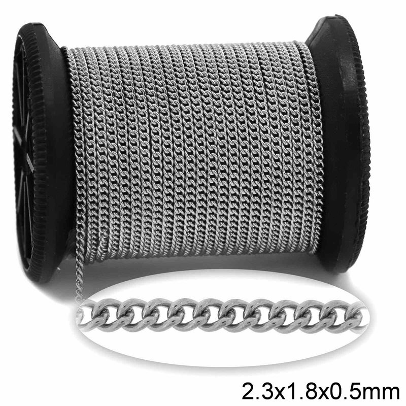 Stainless Steel Gourmette Chain 2.3x1.8x0.5mm