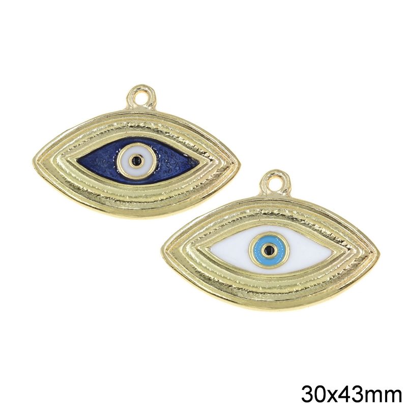 Casting Evil Eye Pendant with Enamel 30x43mm