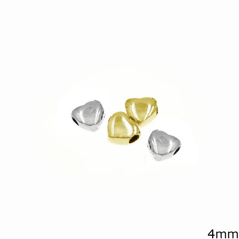 Silver 925 Heart Bead 4mm