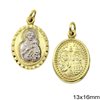 Silver 925  Oval Stamped Constantinato Coin Holy Mary 13x16mm