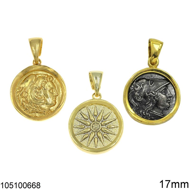 Silver 925 Pendant Coin 17mm