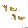 Gold Stud Earrings Meander 8x17mm K14 3gr