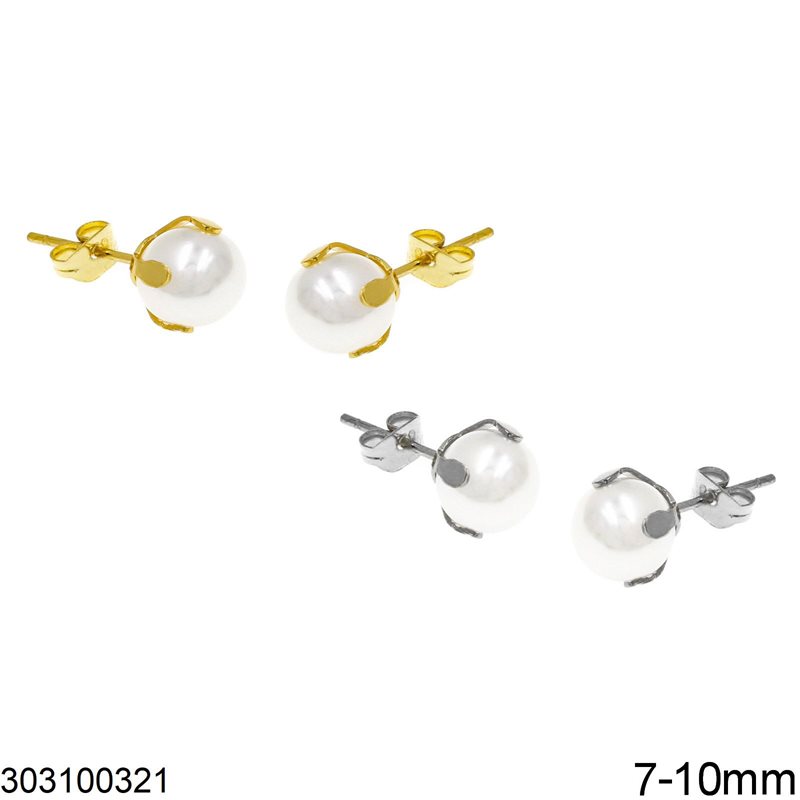 Stainless Steel Earrings Pearl 7-8mm