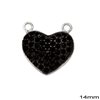 Silver 925 Pendant & Spacer Heart with Zircon 14mm