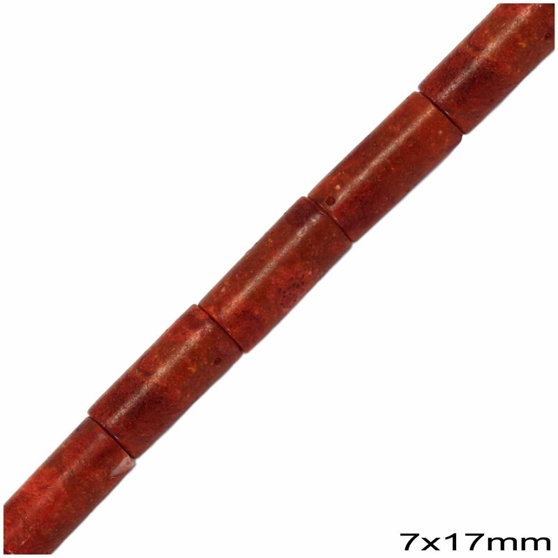 Apple Coral Tube Beads 7x17mm