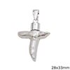 Silver 925 Pendant Cross with freshwater pearl 28x33mm