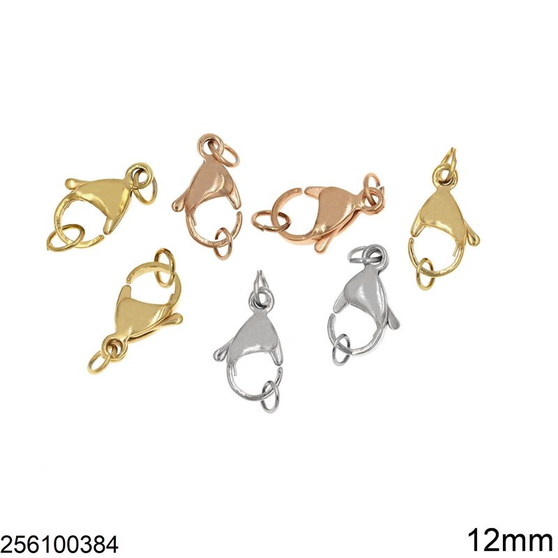 Stainless Steel Lobster Claw Clasp 12mm with 2 Jump Rings