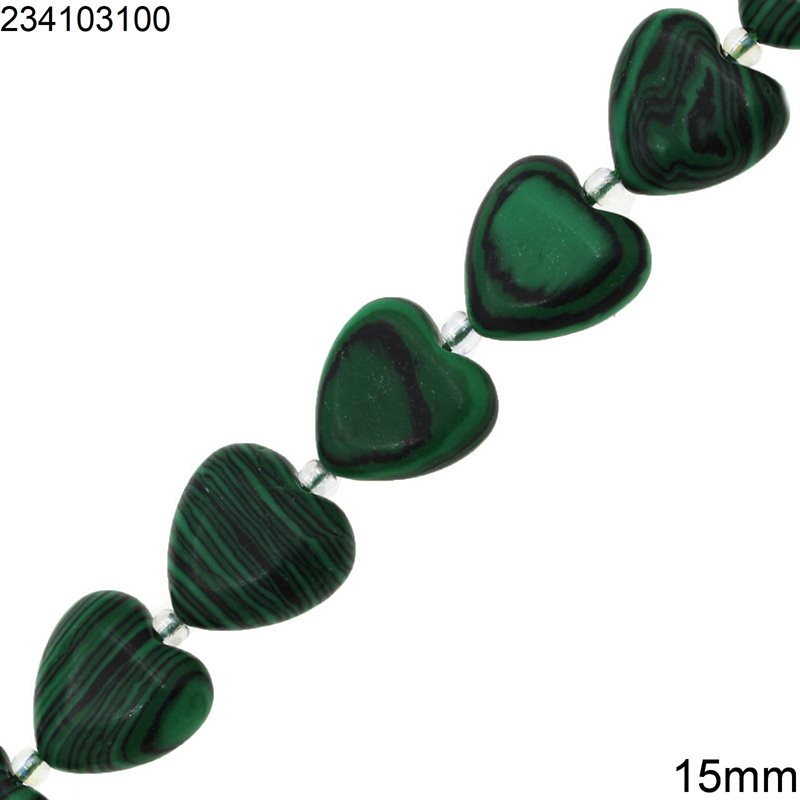Malachite Heart Bold Beads 15mm