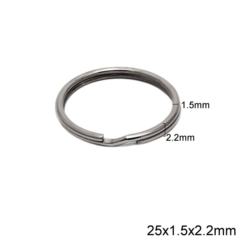 Iron Split Ring Rounded Wire 25x1.5x2.2mm, Nickel color