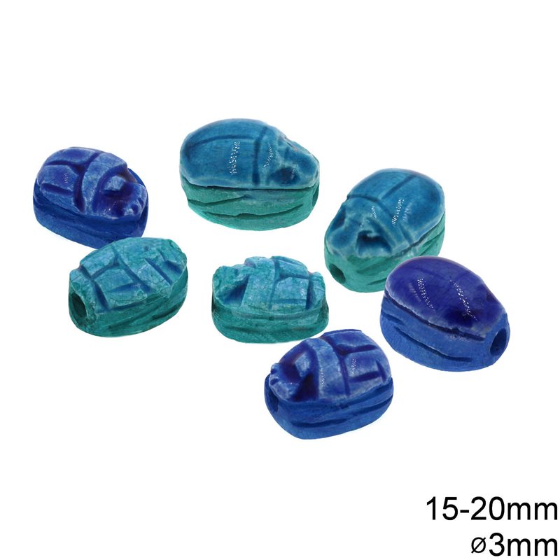 Ceramic Bead Scarab 15-20mm with 3mm Hole
