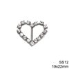 Heart Buckle with Rhinestones SS12 19x22mm