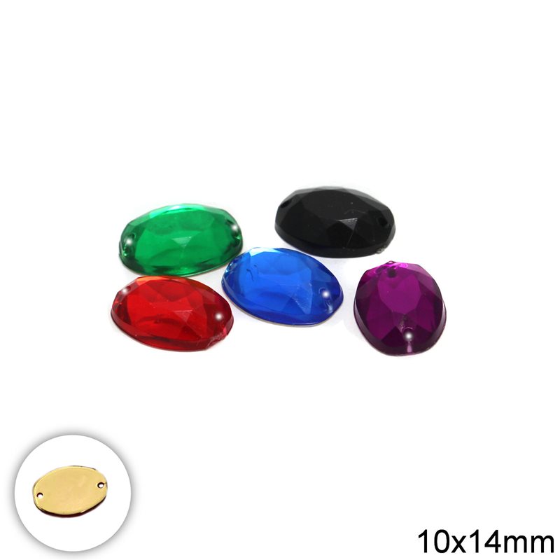 Plastic Faceted Oval Sew-on Stone 10x14mm