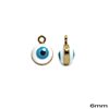 Brass Round Evil Eye Pendant with Enamel 6-6.5mm
