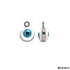 Brass Round Evil Eye Pendant with Enamel 6-6.5mm