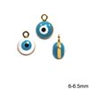 Brass Round Evil Eye Pendant with Enamel 6-6.5mm