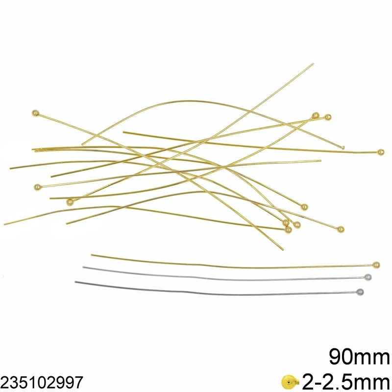 Brass Ball Head Pin 90mm with Ball 2-2.5mm