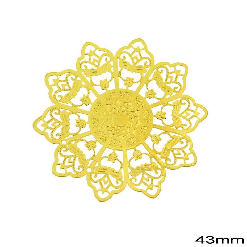 Brass Filigree Flower 43mm
