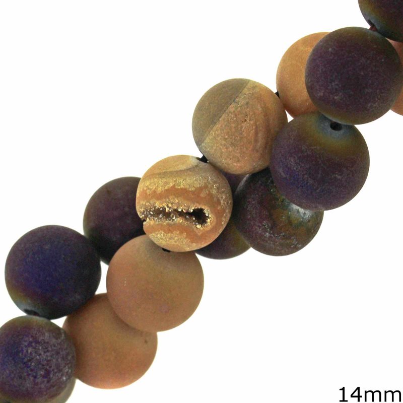 Jade Druzy Round Beads 14mm
