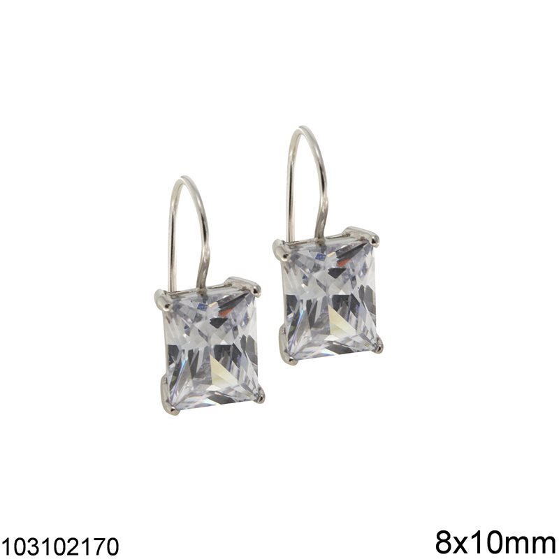 Silver 925 Earrings with Zircon 8x10mm