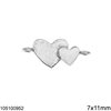 Silver 925 Spacer Double Heart 7x11mm