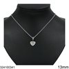 Stainless Steel Necklace Heart "Mom" and Rhinestones 13mm