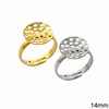 Brass Ring with Round Curved Base with Holes 14mm Open