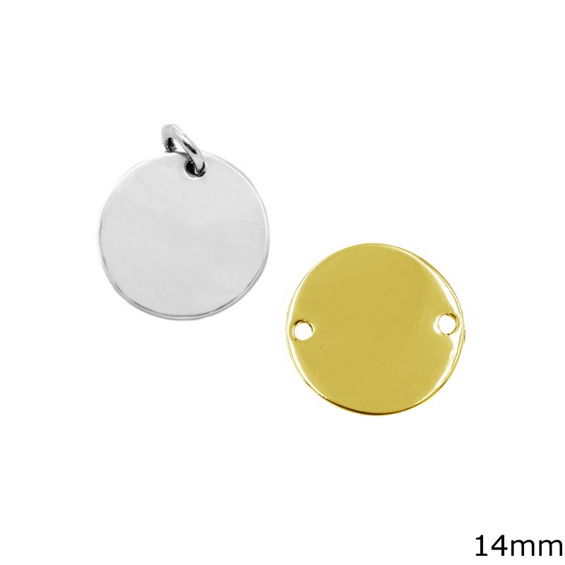 Silver 925 Pendant Round Tag 14mm