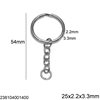 Iron Keychain with Split Ring Rounded Wire 25x2.2x3.3mm and Oval Link Chain