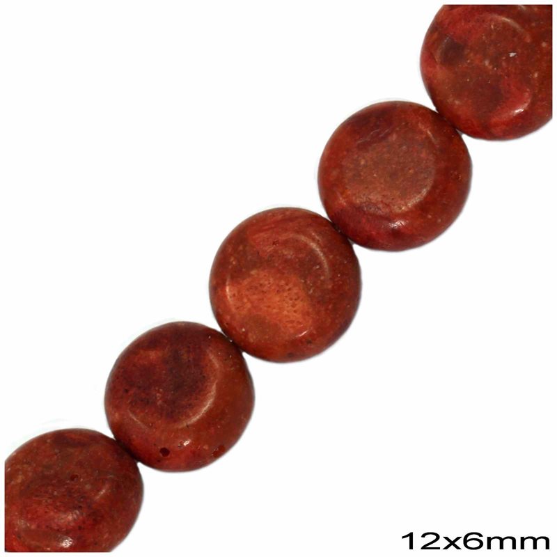 Apple Coral Flat Beads 12x6mm