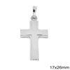 Silver 925  Pendant Curved Cross 17x26mm