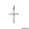 Silver 925 Pendant Cross with zircon16x25mm