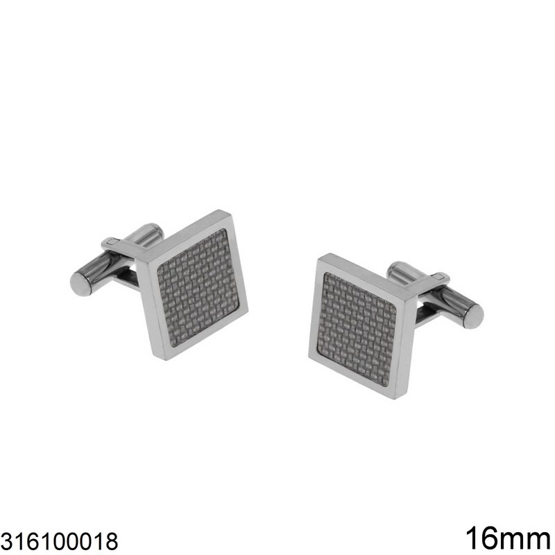 Stainless Steel Square Cufflinks 16mm
