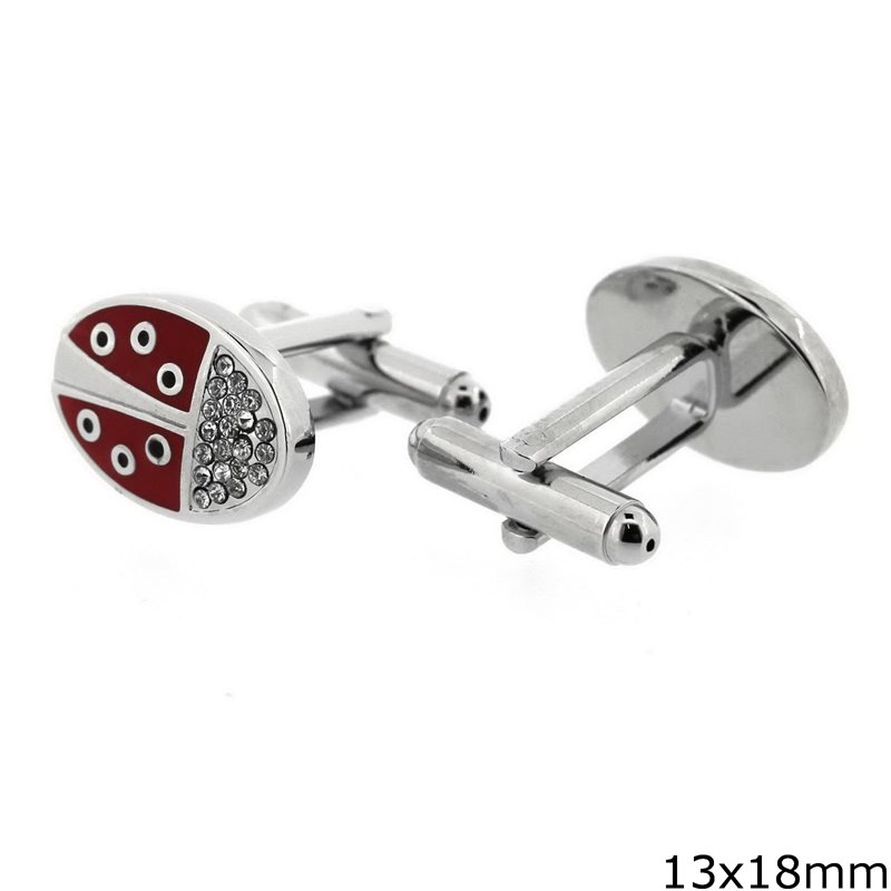 Stainless Steel Cufflinks Ladybug with enamel 