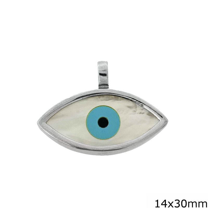 Silver 925 Pendant Evil Eye with Mop-shel 14x30mm