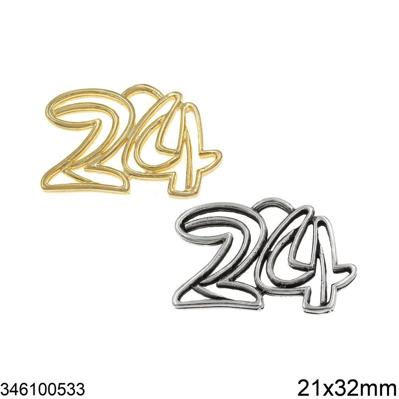 2024 New Years Lucky Charm "24" 21x32mm