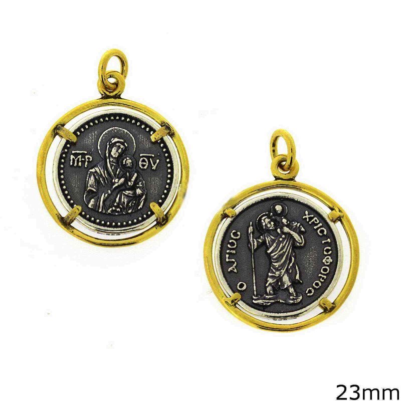Silver  925 Pendant Holy Mary Oxyde 23mm