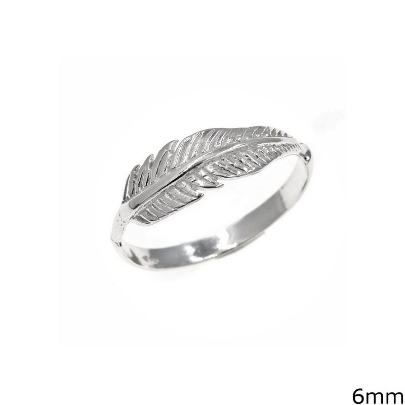 Silver  925  Ring  Feather 6mm