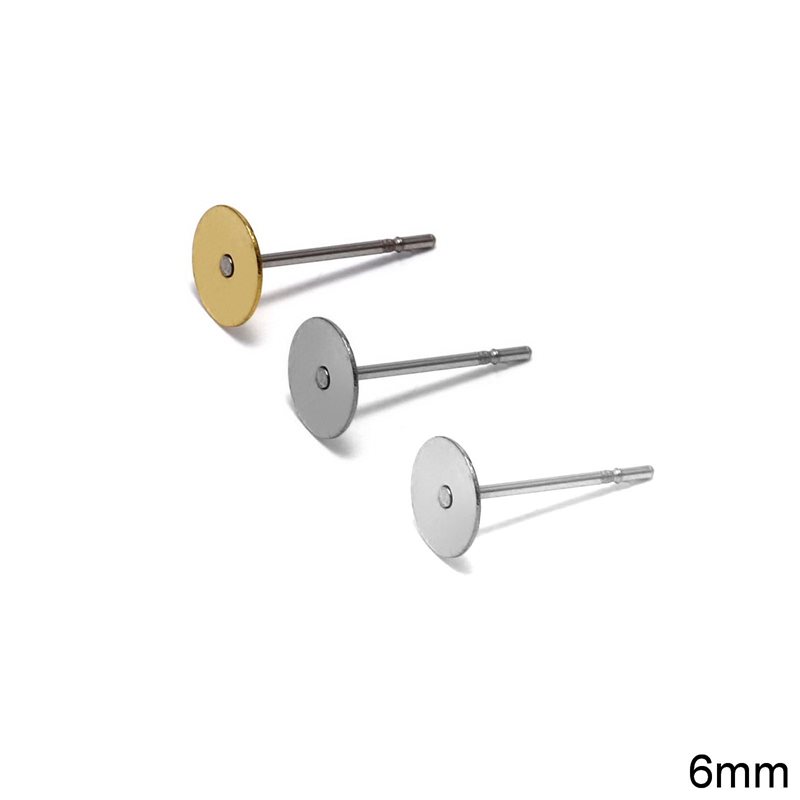 Brass Earring Post 6mm with Stainless Steel Stud