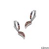 Silver 925 Earring Hoops 12mm with feather 