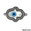 Metallic Spacer Hamsa with MOP and Evil Eye 18x27mm