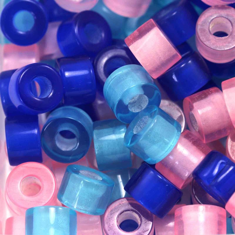 Plastic Pony Beads 9x5.4mm with 4mm Hole