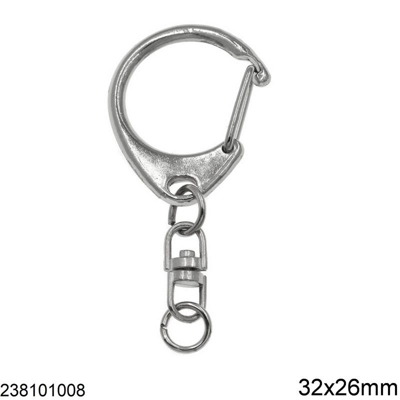 Iron Keychain with C-Hook 32x26mm and Swivel Key Ring Connector