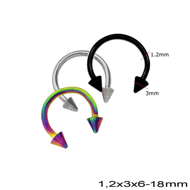 Σκουλαρίκι Ατσάλινο Κύκλος 6-18mm με Βέλος 3mm και Πάχος 1.2mm