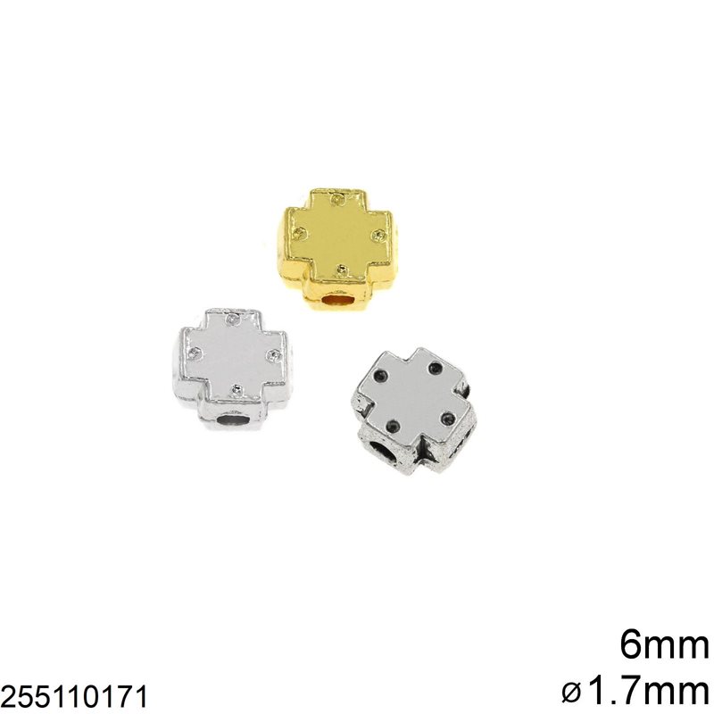 Casting Cross Bead 6mm with 1.7mm Hole