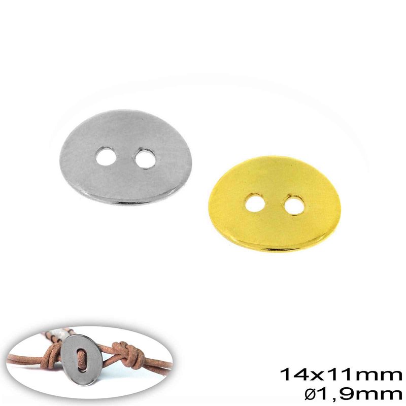 Stainless Steel 2-Hole Button Clasp 14x11mm