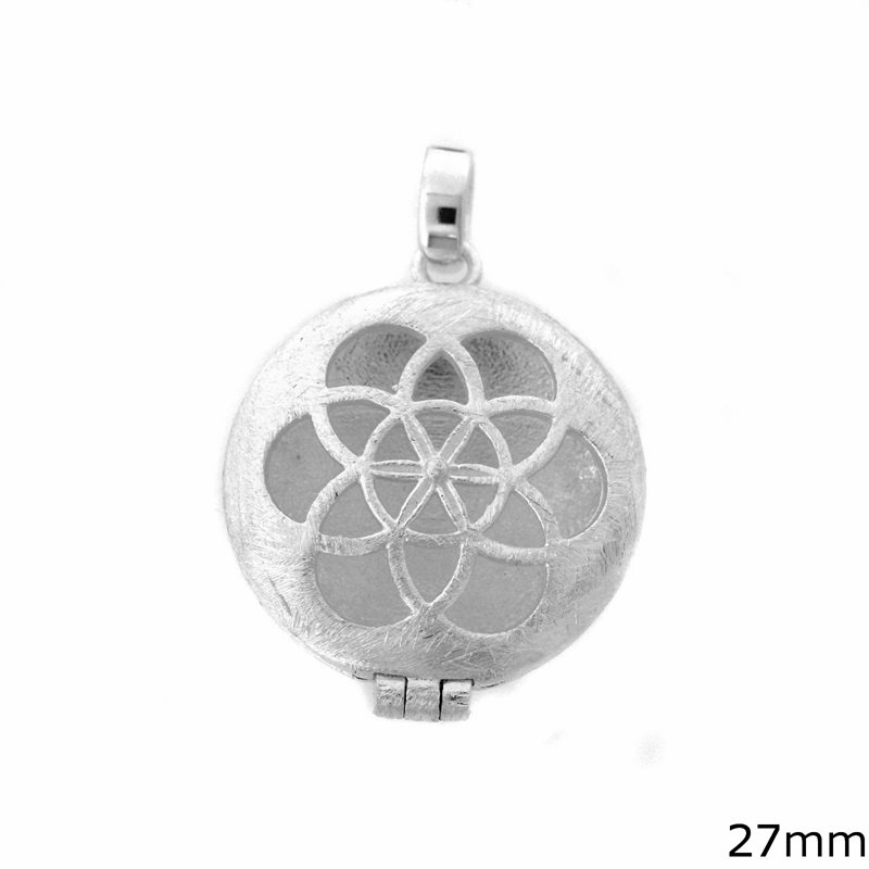 Silver  925 Locket Pendant Lacy 27mm