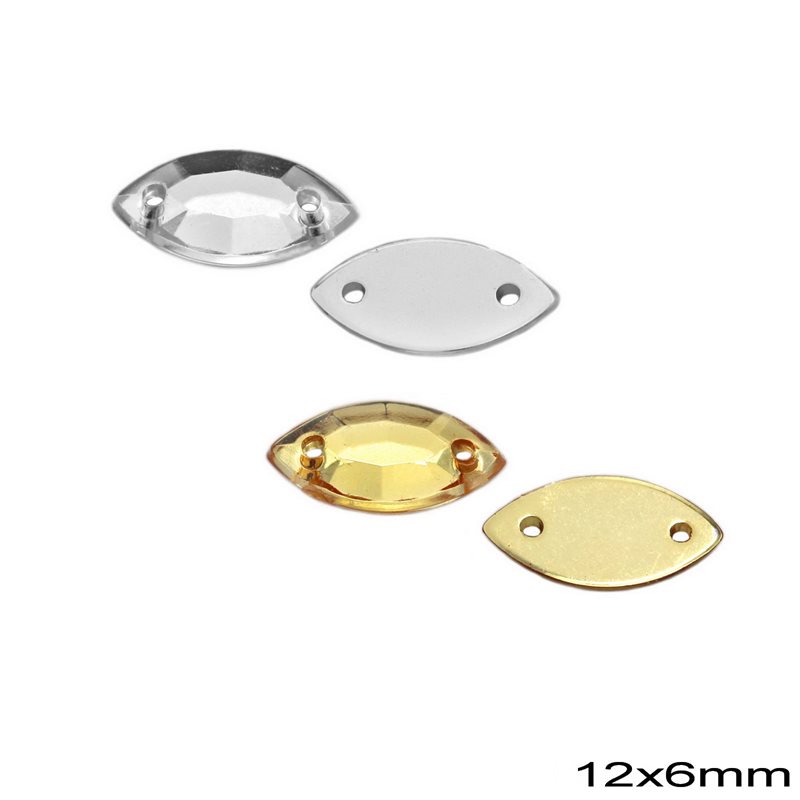 Plastic Faceted Navette Sew-on Stone 12x6mm